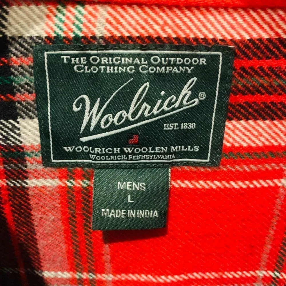 Vintage Woolrich Flannel Men's Thick Work Shirt Size Large Heavy Chamois Work - Picture 5 of 10